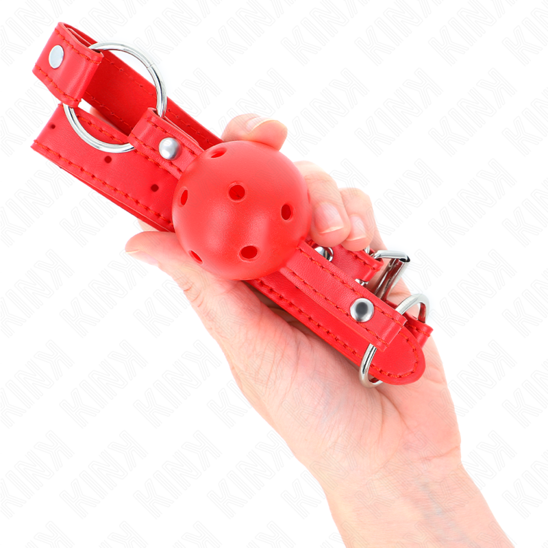 Kinkbreathable Ball 4 Cm Gag With Double Rivet Model 1 Red 62.5 X 2.5 Cm Adjustable 42-58 Cm | Niks.fi verkkokauppa