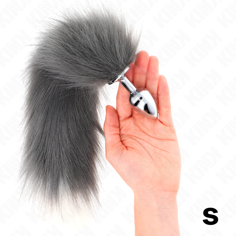 Kinkanal Plug Size S 7 X 3 Cm With Synthetic Tail 40 Cm Grey And White | Niks.fi verkkokauppa