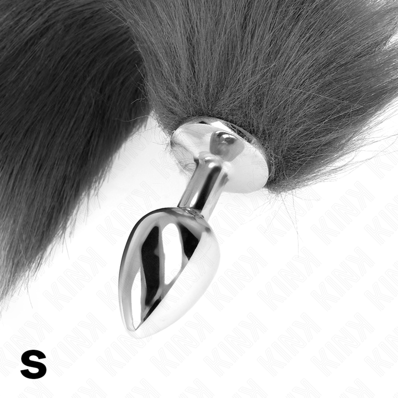 Kinkanal Plug Size S 7 X 3 Cm With Synthetic Tail 40 Cm Grey And White | Niks.fi verkkokauppa