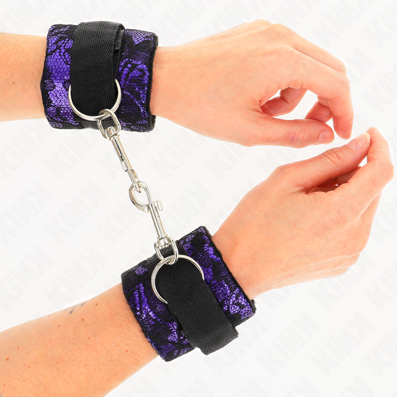 Kinkshort Velvet Lace Wrist Restraints And Nylon Bind Purple / Black 23 X 6.5 Cm | Niks.fi verkkokauppa