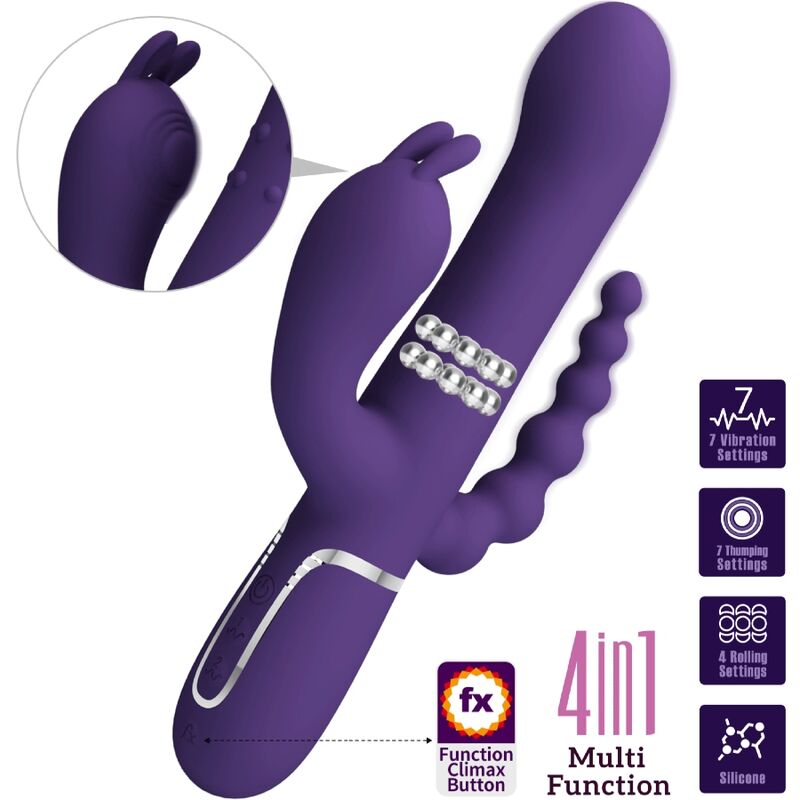 Pretty Lovecammy Triple Vibrator Multifunction 4 In 1 Purple | Niks.fi verkkokauppa