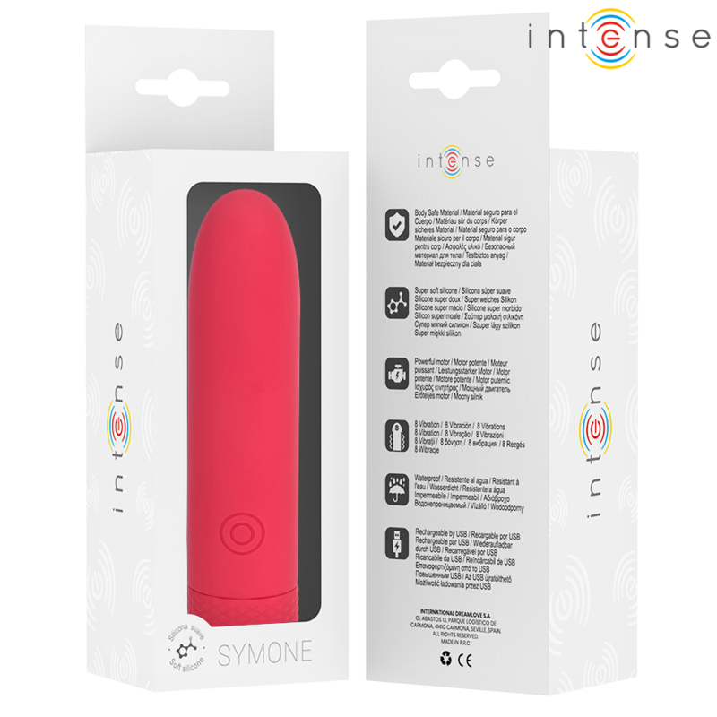 Intensesymone Usb Rechargeable Vibrating Bullet 8 Vibrations Red 10 X 2.2 Cm | Niks.fi verkkokauppa
