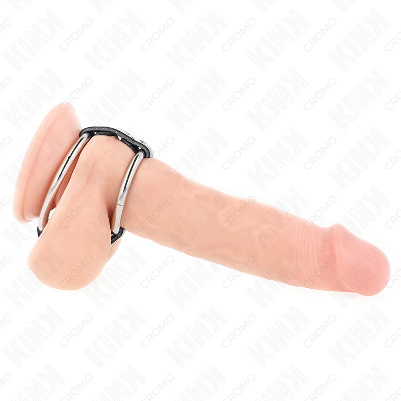 Kinkdouble Metal Penis Ring 3.8 Cm To 5 Cm Connected With Leather | Niks.fi verkkokauppa