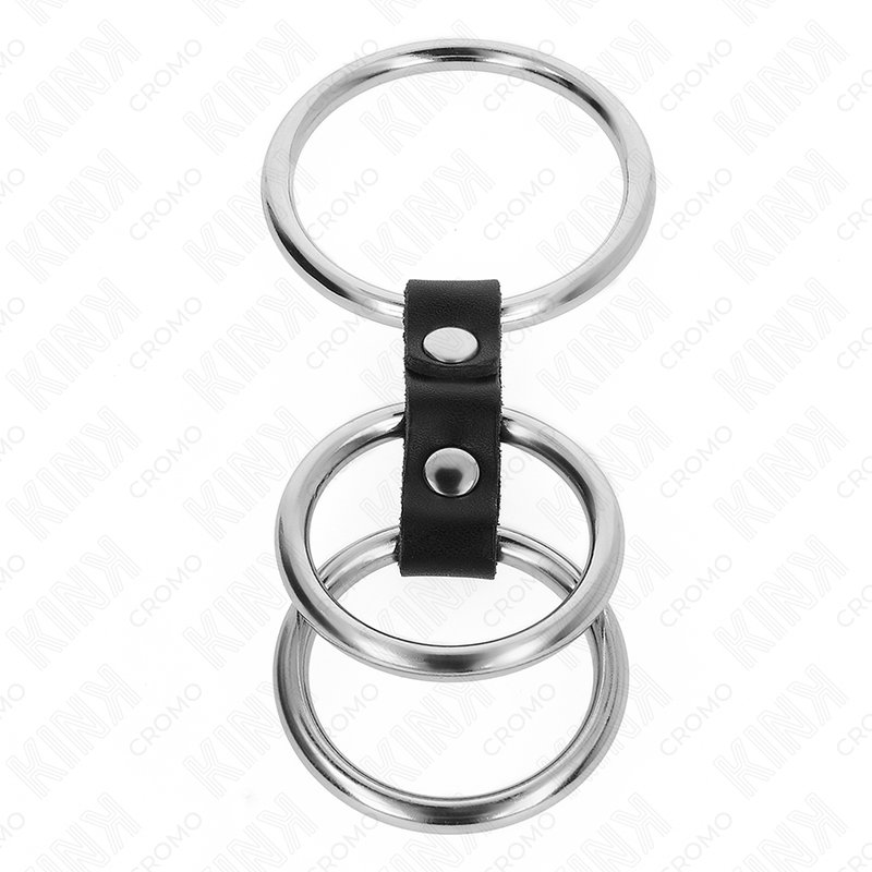Kinktriple Metal Penis Ring 3.7 Cm To 5 Cm Connected With Leather | Niks.fi verkkokauppa