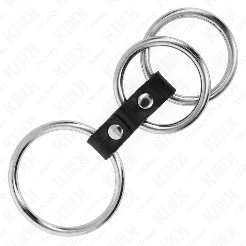 Kinktriple Metal Penis Ring 3.7 Cm To 5 Cm Connected With Leather | Niks.fi verkkokauppa