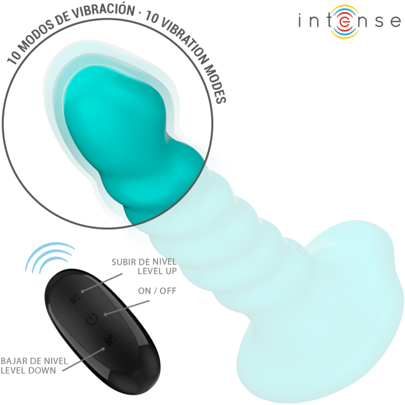 Intensebuffy Vibrator Size S Spiral Design 10 Vibrations Blue Remote Control | Niks.fi verkkokauppa