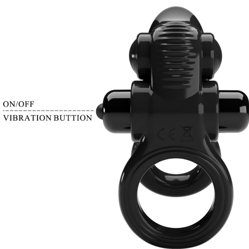 Passionate Ring Double Vibrating Ring + Clitoris Stimulator Black | Niks.fi verkkokauppa