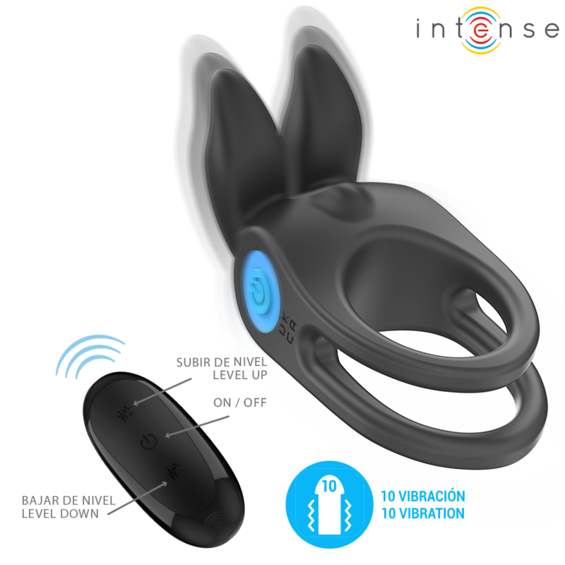 Intensesam Vibrator Double Penis Ring 10 Vibrations Black | Niks.fi verkkokauppa
