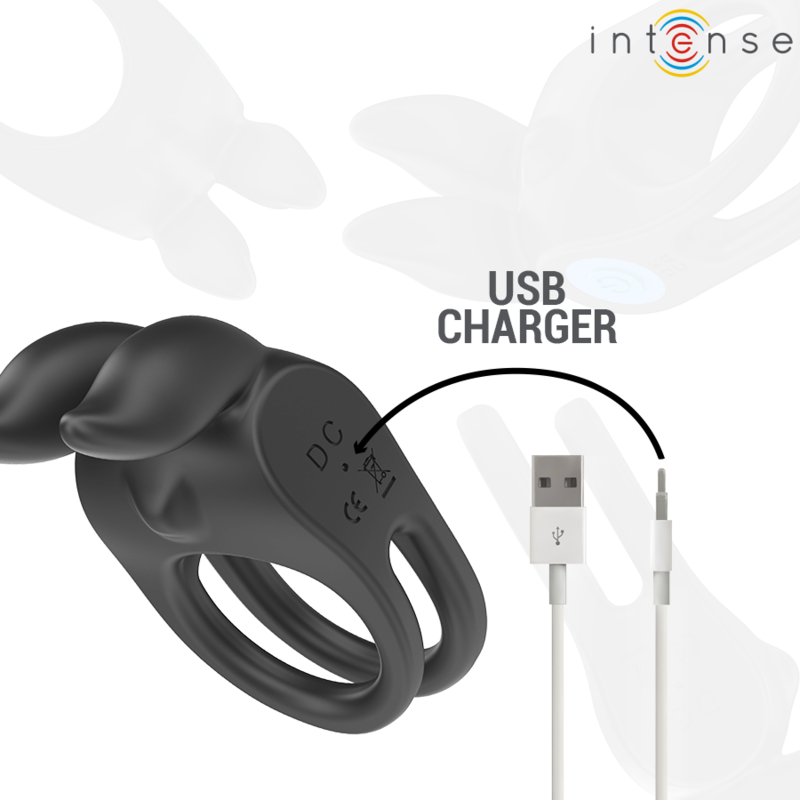 Intensesam Vibrator Double Penis Ring 10 Vibrations Black | Niks.fi verkkokauppa