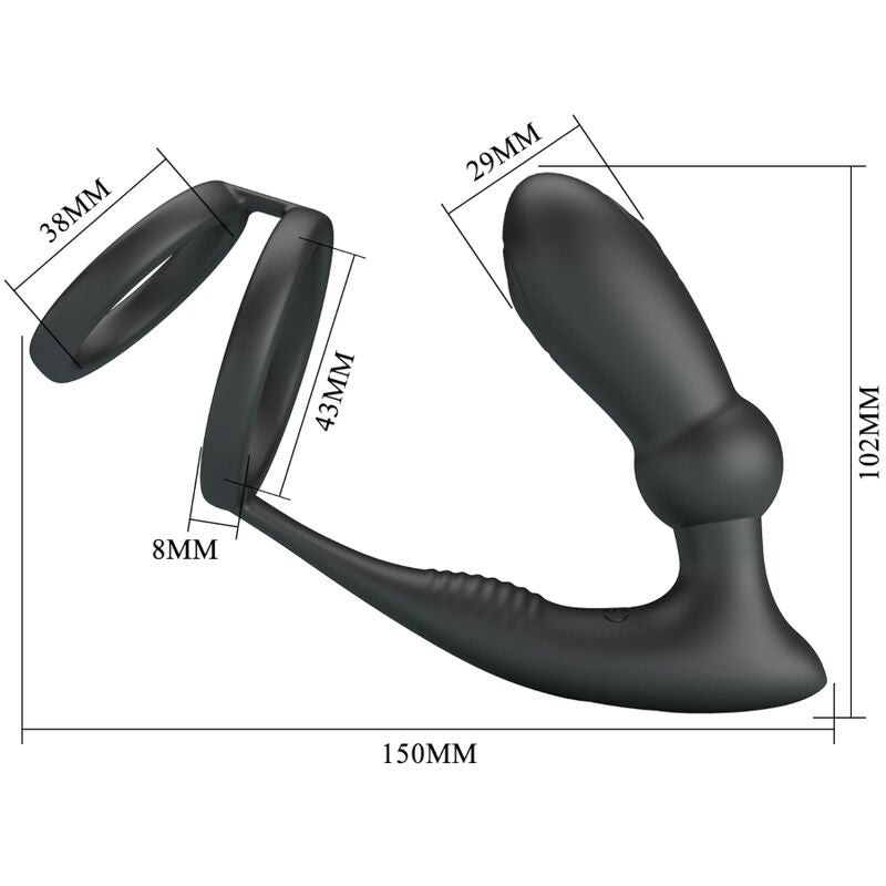Emoni Penis Ring + Anal Plug 12 Vibrations Black | Niks.fi verkkokauppa