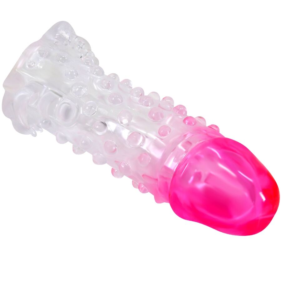Wilford Realistic Enlargement Sheath With Embossed Penis Pink | Niks.fi verkkokauppa