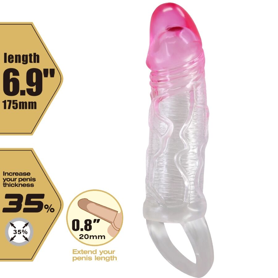 Odes Realistic 2 Cm Enlargement Sheath For Penis Pink | Niks.fi verkkokauppa