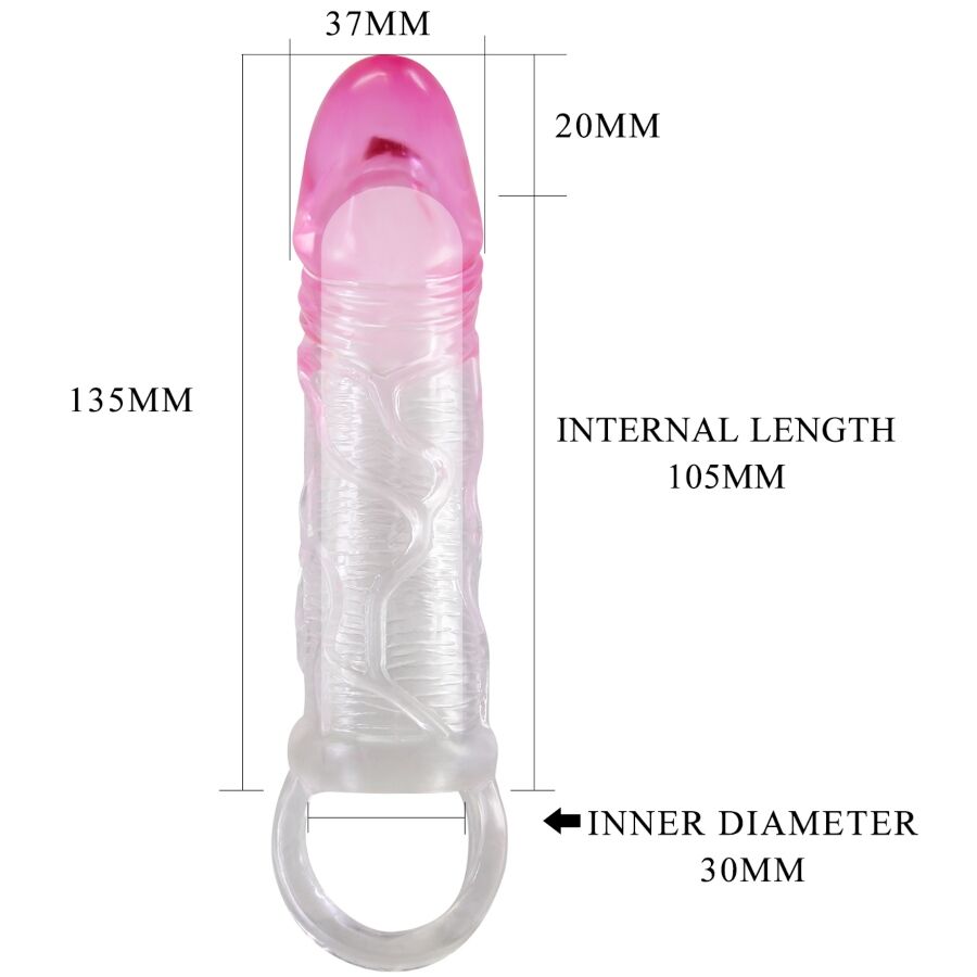 Odes Realistic 2 Cm Enlargement Sheath For Penis Pink | Niks.fi verkkokauppa