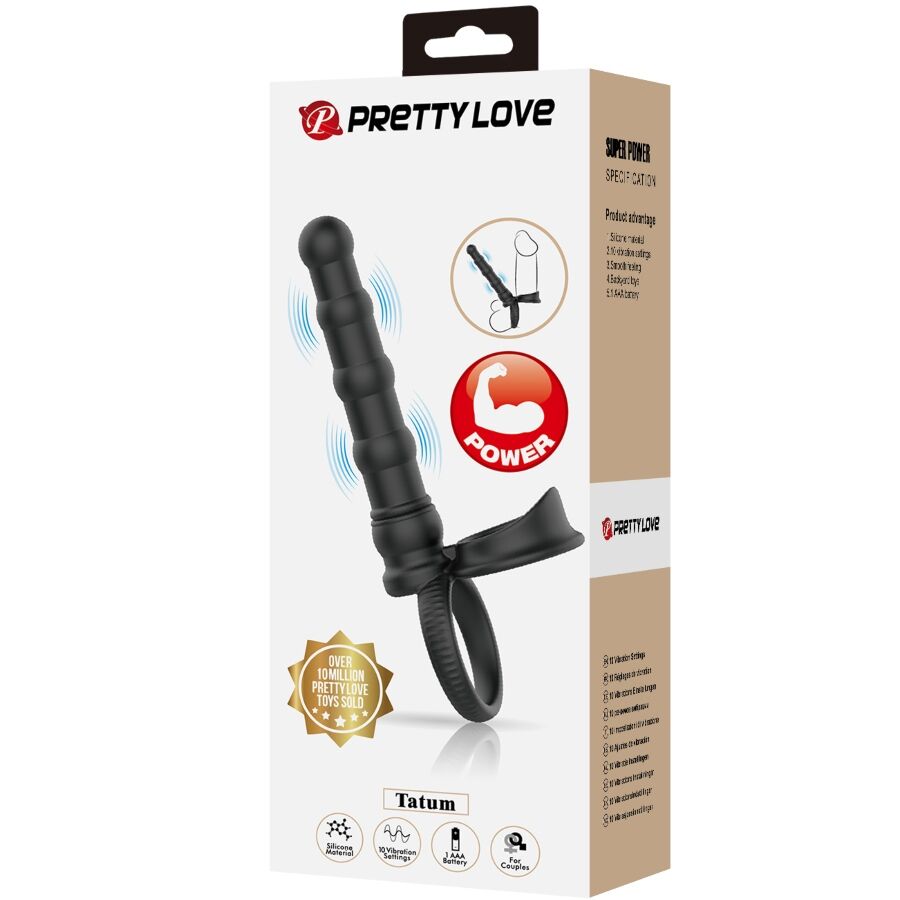 Tatum Vibrating Penis Ring With Plug 10 Vibrations Black | Niks.fi verkkokauppa