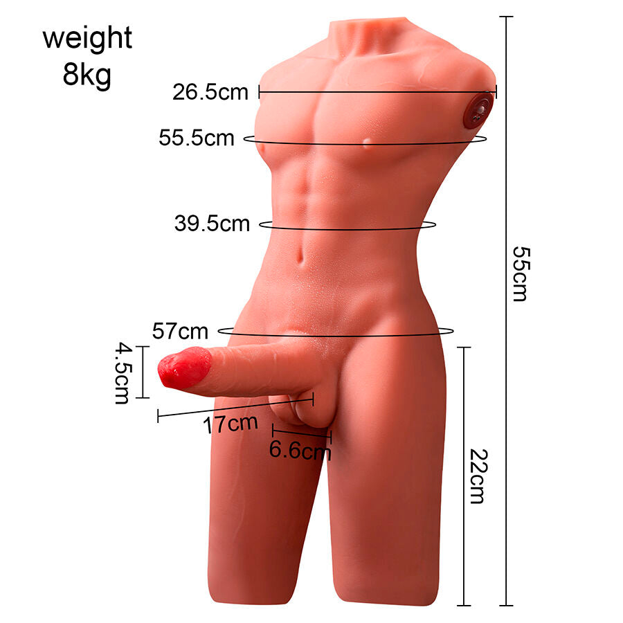 Jason Half Body Realistic Male Torso With Thrusting And Vibration 55 Cm | Niks.fi verkkokauppa
