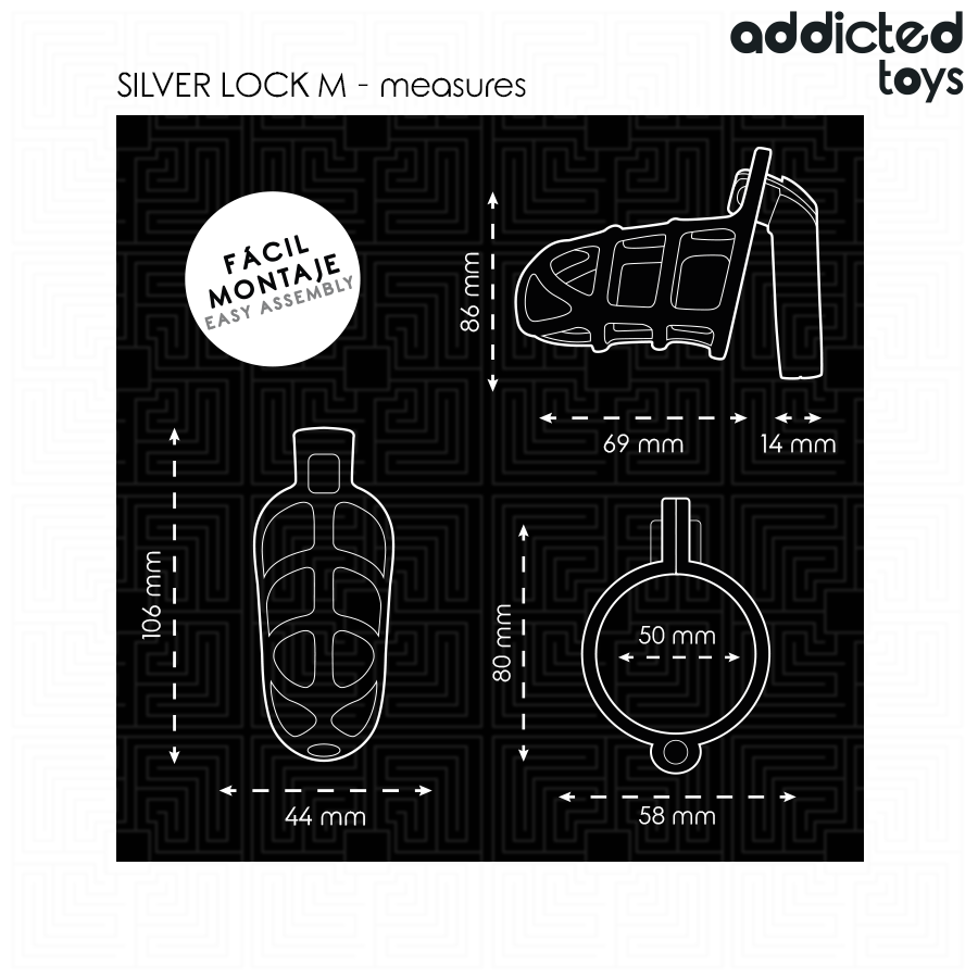 Addicted Toys Lockedsilver Lock Penis Cage Metal Size M | Niks.fi verkkokauppa