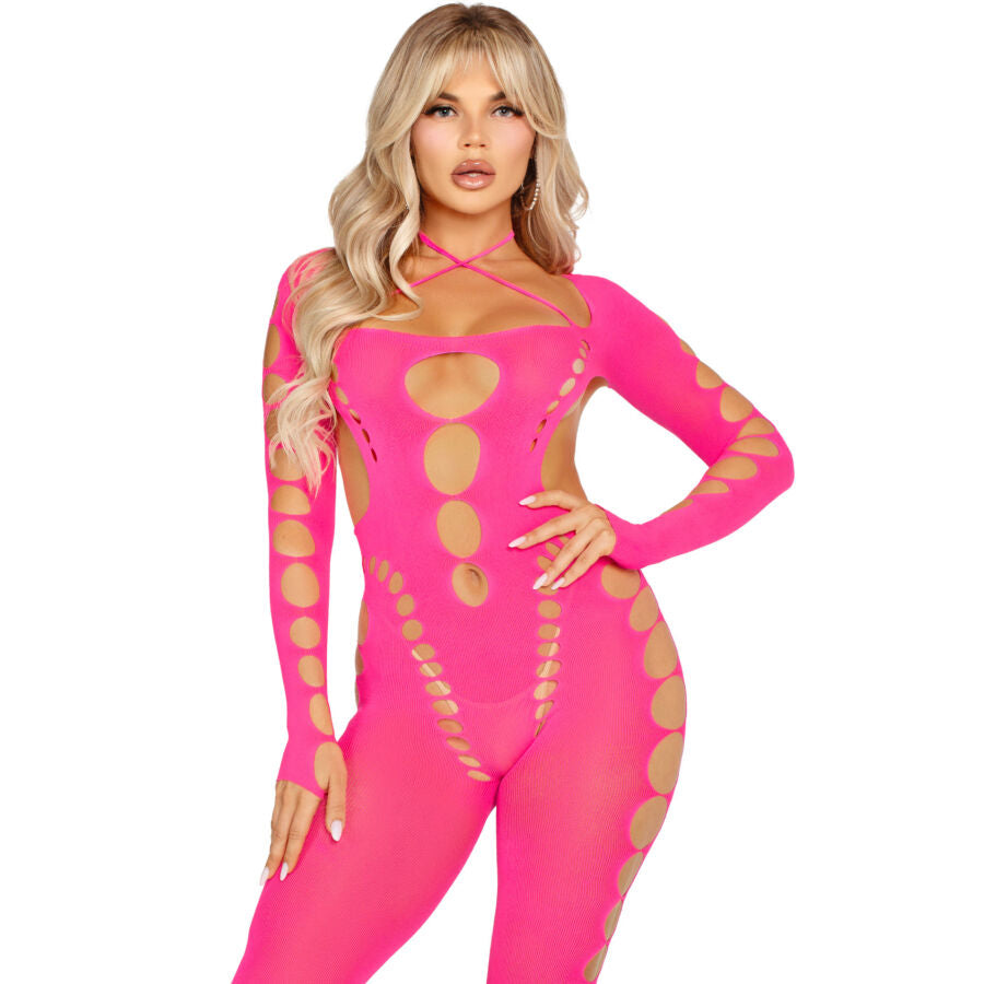 Leg Avenuepink Open Back Bodystocking One Size | Niks.fi verkkokauppa