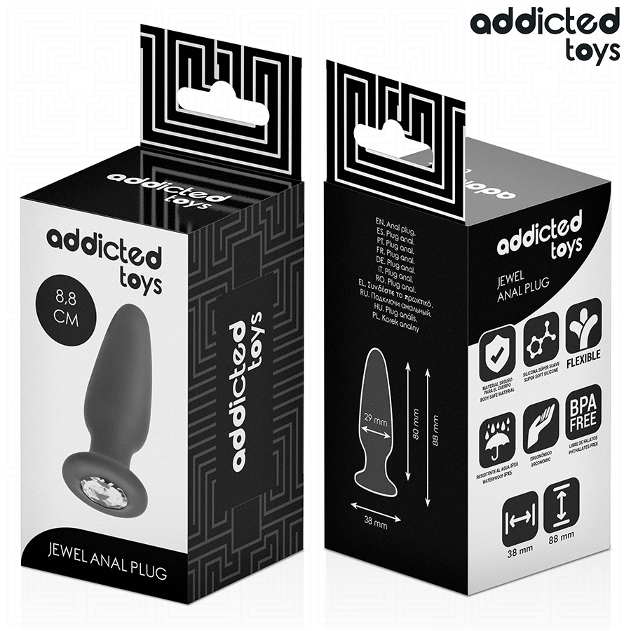 Addicted Toys silikoninen anustappi koristekivellä S - 8,8 cm