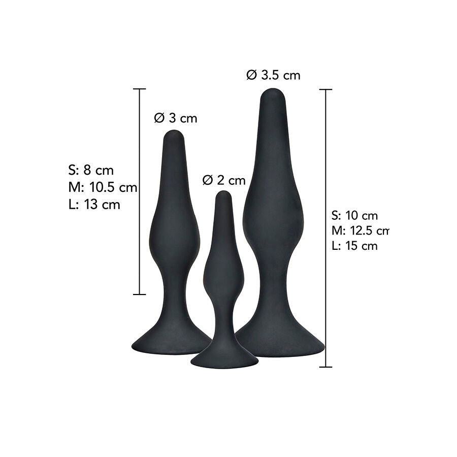 Anal Play Curvy Companions Anal Plug 3 Pieces Black | Niks.fi verkkokauppa