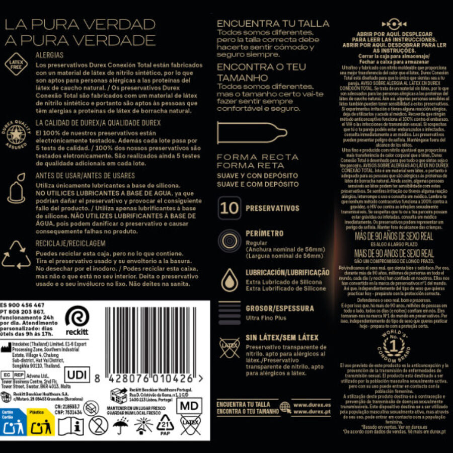 Durex Total Connection XL Ultra Fine Plus lateksittomat kondomit - 10 kpl