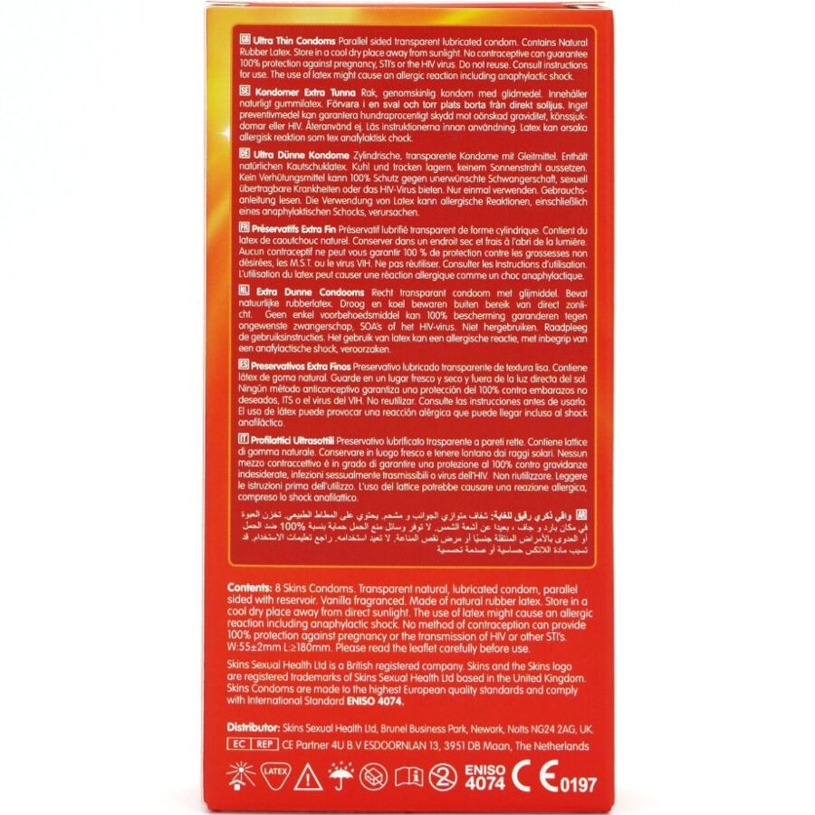 Skins Ultra Thin Premium erityisen ohuet kondomit - 8 kpl