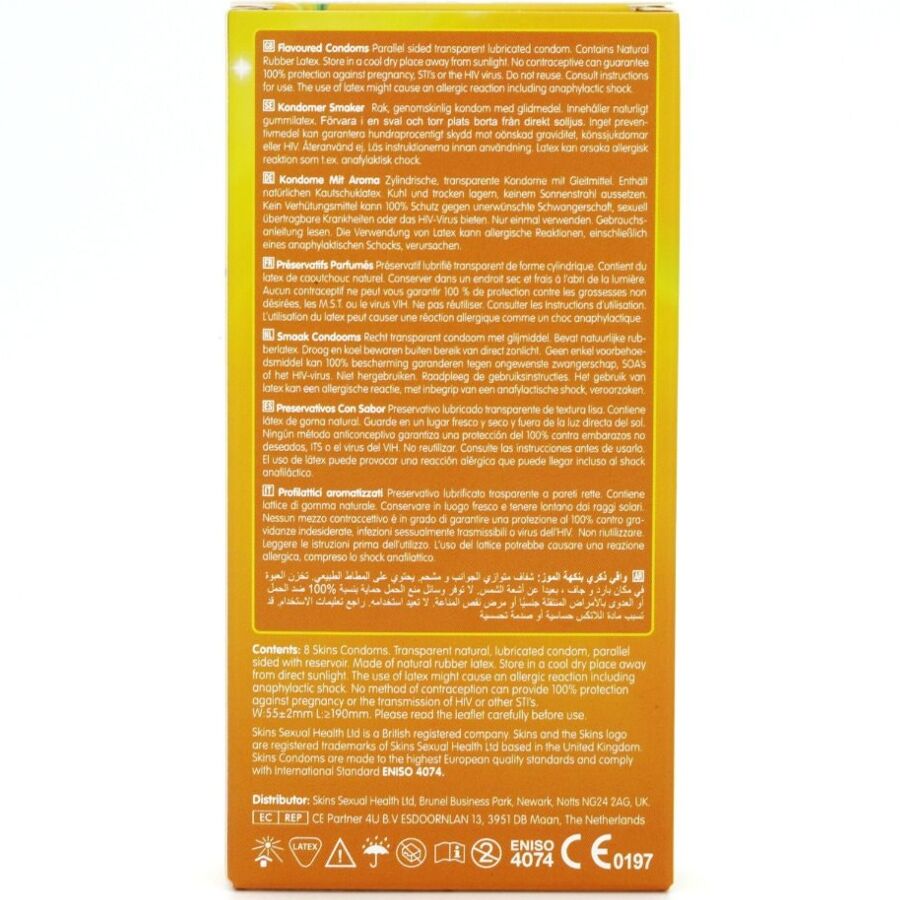 Skins Banana Premium banaaninmakuiset kondomit - 8 kpl