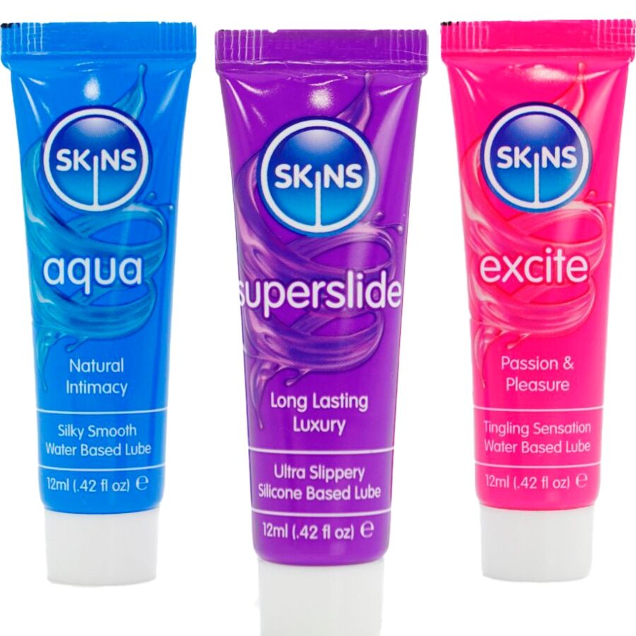 Skins Vital Lubes Kit Aqua - Superslide ja Excite liukuvoidesetti - 3 × 12 ml