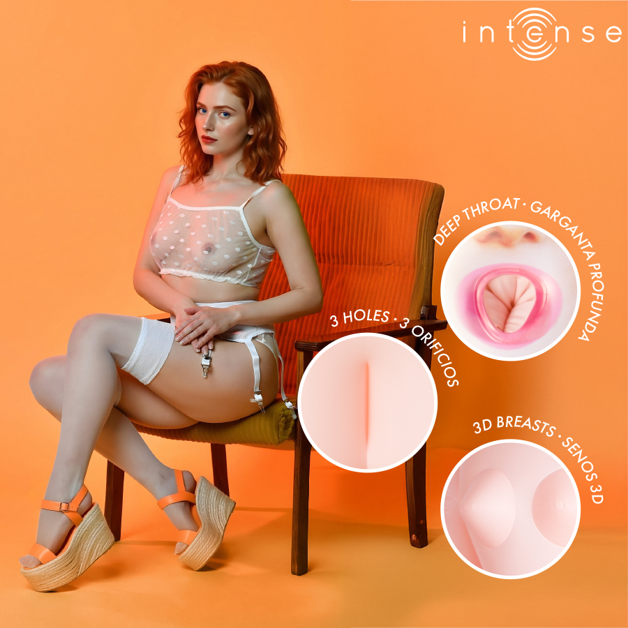 Intense Dolls Scarlett puhallettava seksinukke kolmella aukolla