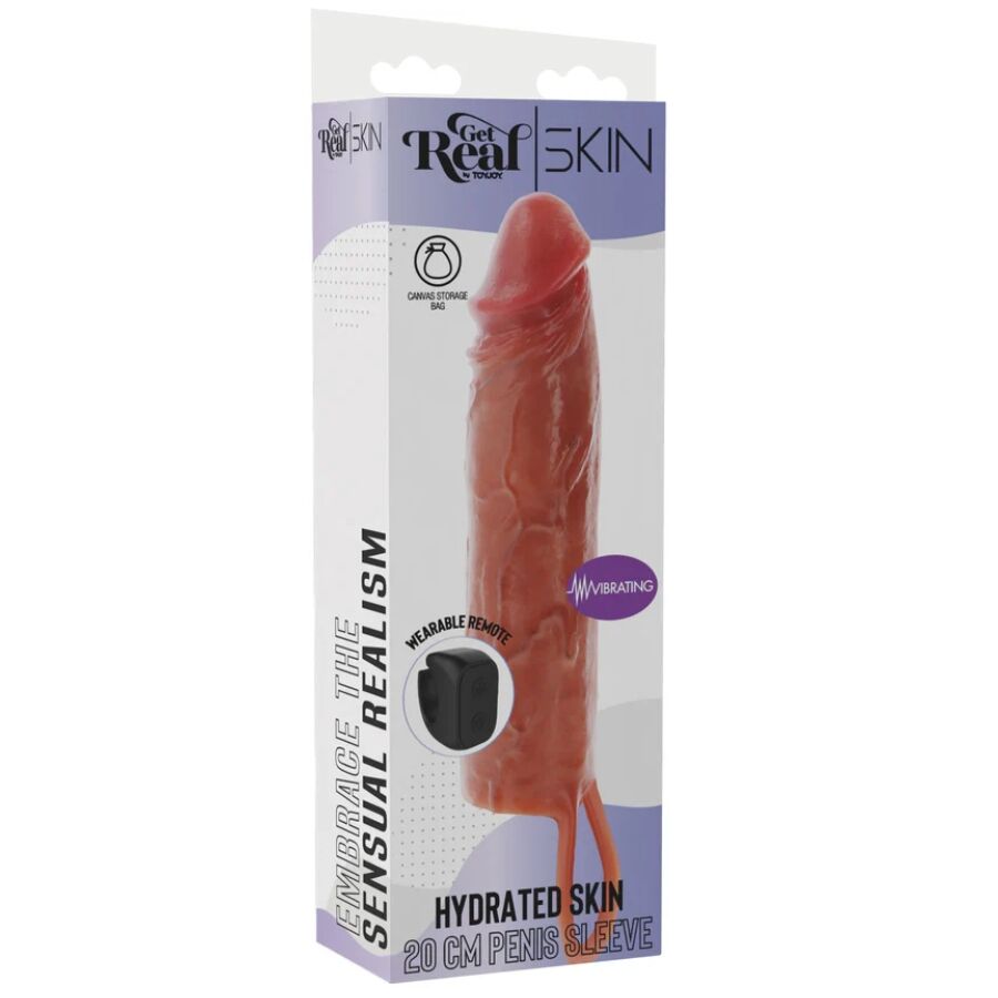 Get Real Hydrated Skin värisevä silikoninen penisholkki - karamelli - 20 cm