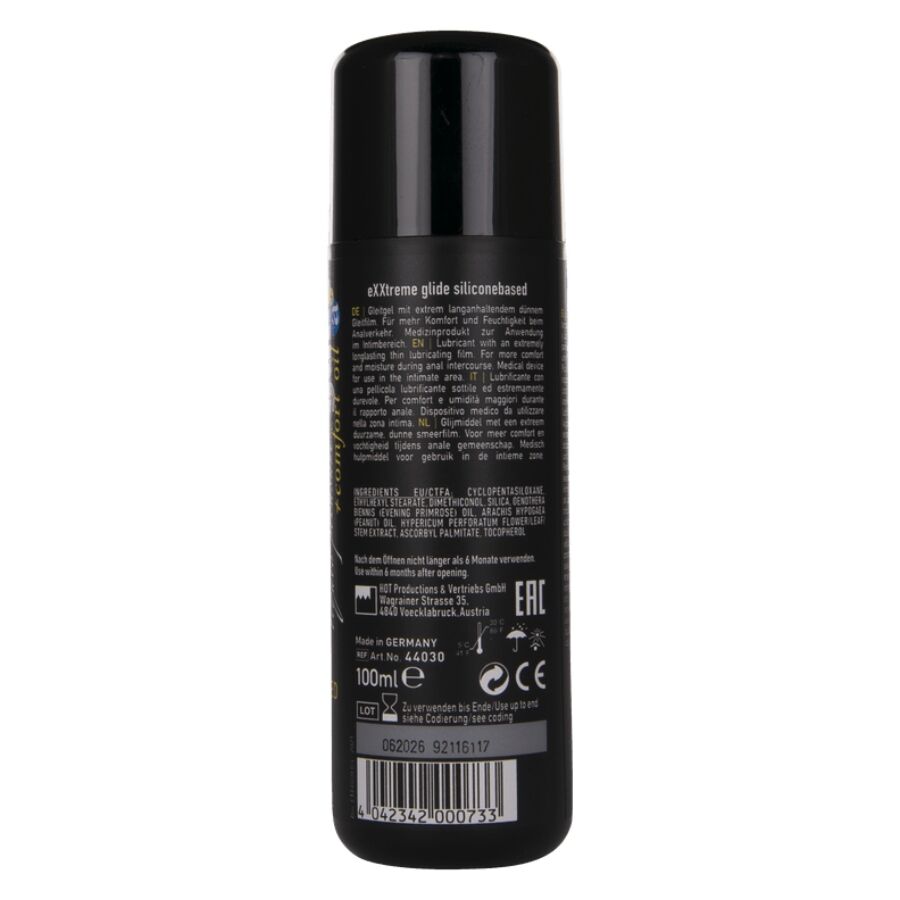 Hot Exxtreme Glide silikonipohjainen liukuvoide Comfort Oil A+ -öljyllä - 100 ml