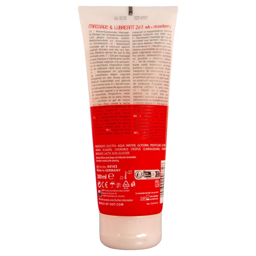 Hot Massage & Glide Strawberry 2-in-1-hieronta- ja liukugeeli - mansikka - 200 ml