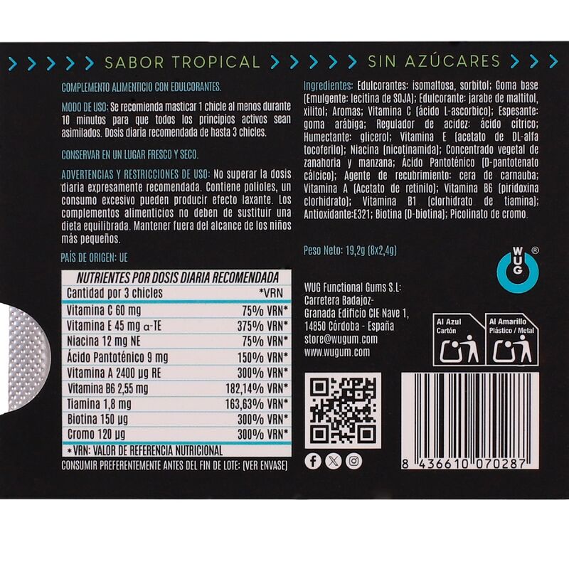WUG - Multivit ravintolisäpurukumi - 8 kpl