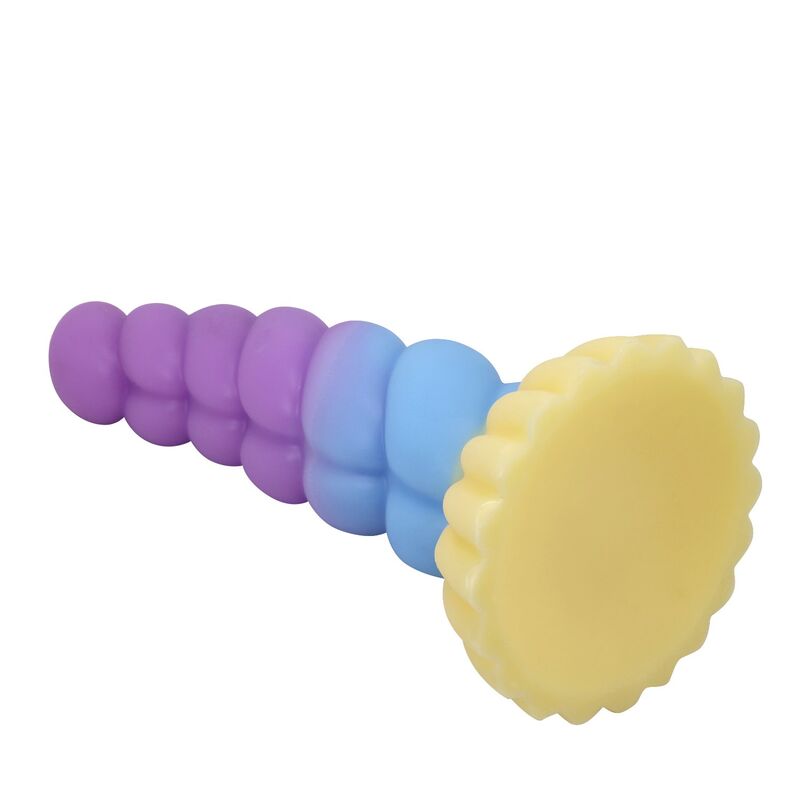 Power Monsters Unicorn kolmivärinen silikoninen fantasiadildo - 22 cm - Ø 5 cm