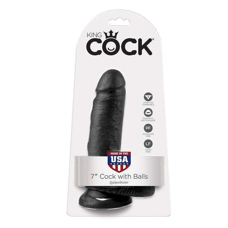 King Cock 7 Dildo Black With Balls 17.8 Cm | Niks.fi verkkokauppa