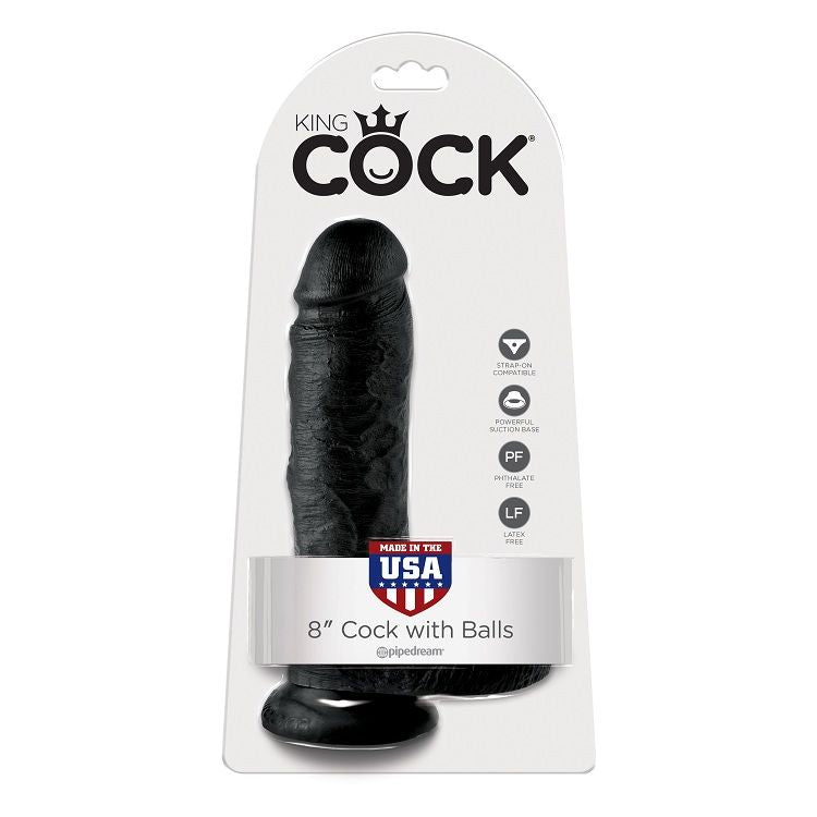 King Cock 8 Dildo Black With Balls 20.3 Cm | Niks.fi verkkokauppa