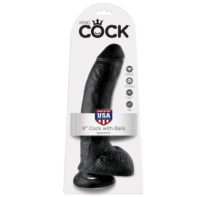 King Cock 9 Dildo Black With Balls 22.9 Cm | Niks.fi verkkokauppa