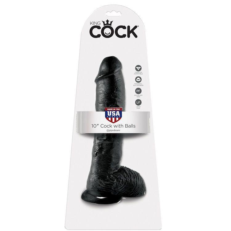 King Cock 10 Dildo Black With Balls 25.4 Cm | Niks.fi verkkokauppa