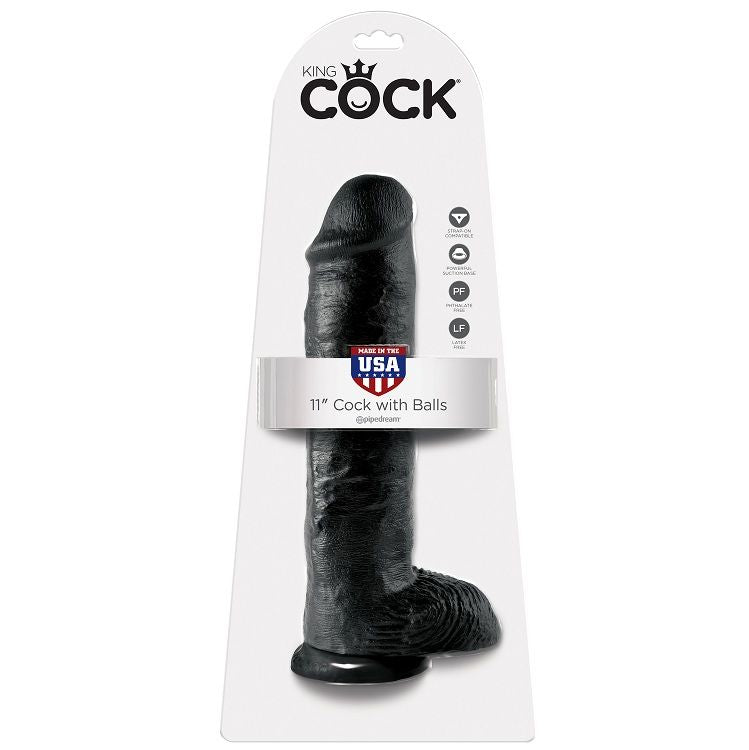 King Cock 11 Dildo Black With Balls 28 Cm | Niks.fi verkkokauppa