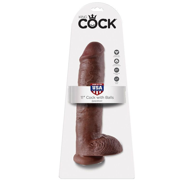 King Cock 11 Dildo Brown With Balls 28 Cm | Niks.fi verkkokauppa
