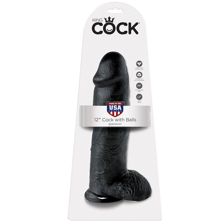 King Cock 12 Dildo Black With Balls 30.48 Cm | Niks.fi verkkokauppa