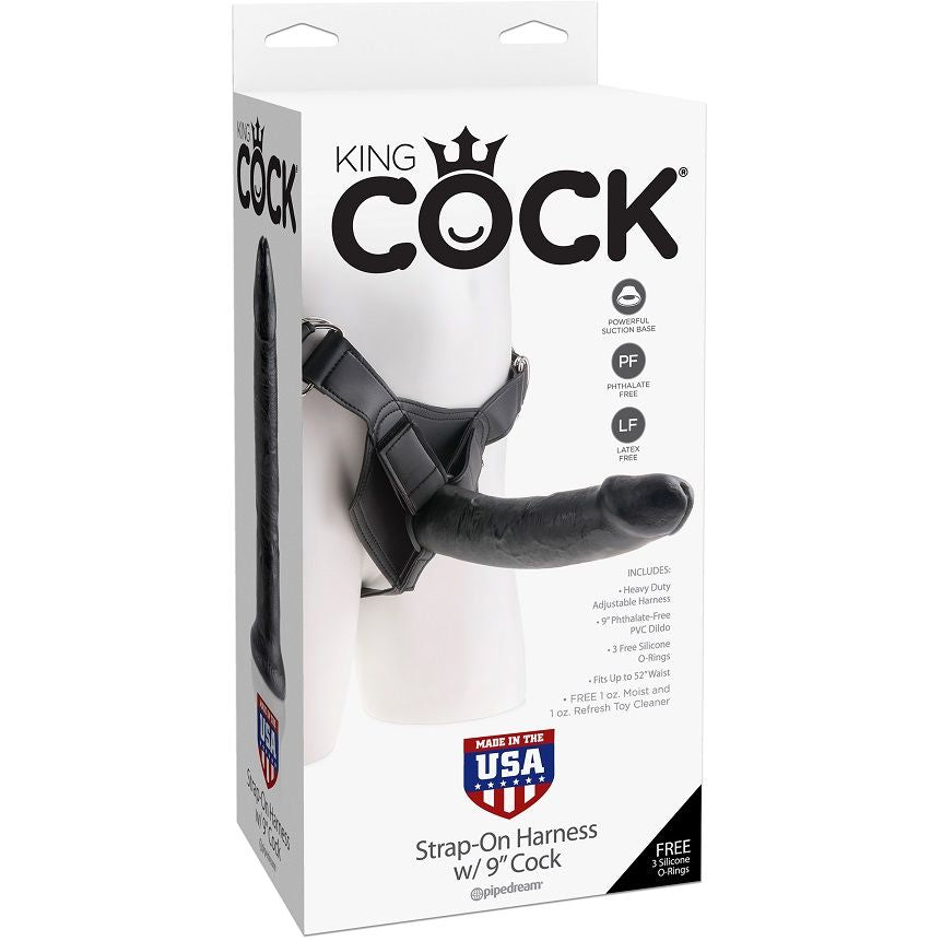 King Cockharness With Black Realistic Penis 22.9 Cm | Niks.fi verkkokauppa