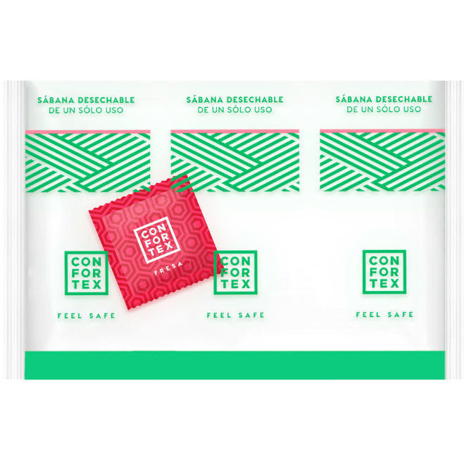 Confortex Disposable Hygienic Sheets, Individual Bag + Strawberry Condom | Niks.fi verkkokauppa