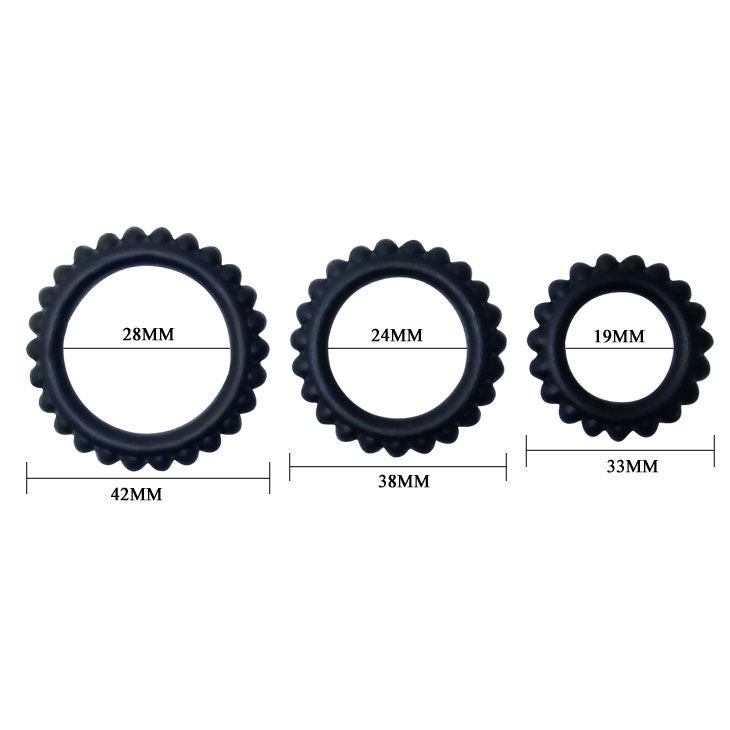 Baile Titan Set 3Pcs Cock Ring Black 2.8 + 2.4 + 1.9 Cm | Niks.fi verkkokauppa