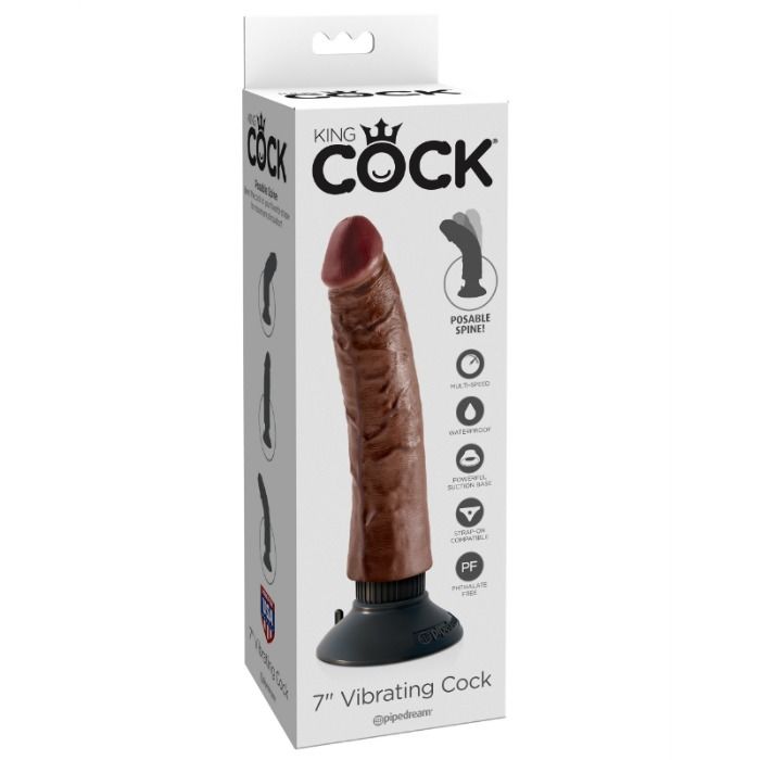 King Cockvibrating Cock Brown 17.78 Cm | Niks.fi verkkokauppa