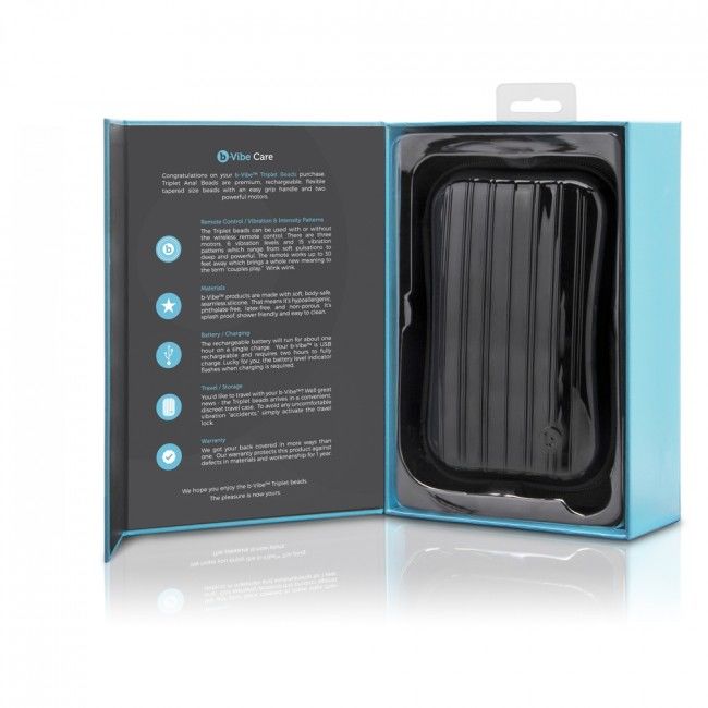 B-Vibe Triplet Anal Remote Control Beads Black | Niks.fi verkkokauppa