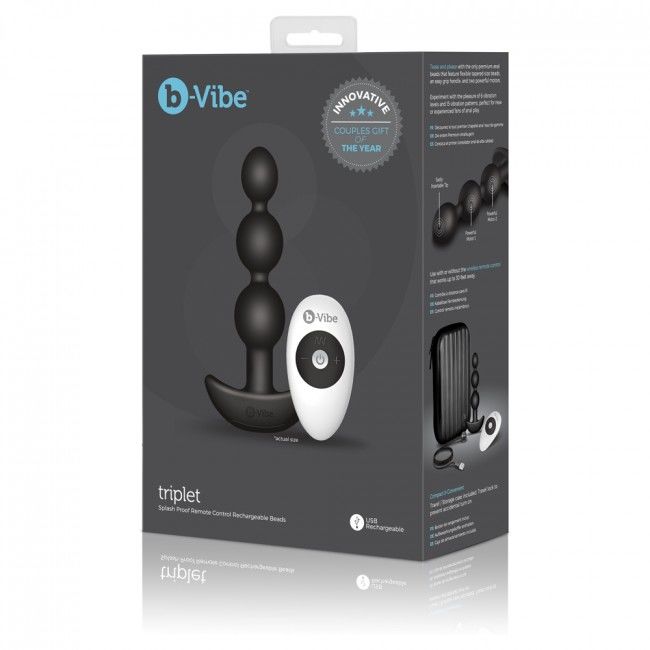 B-Vibe Triplet Anal Remote Control Beads Black | Niks.fi verkkokauppa