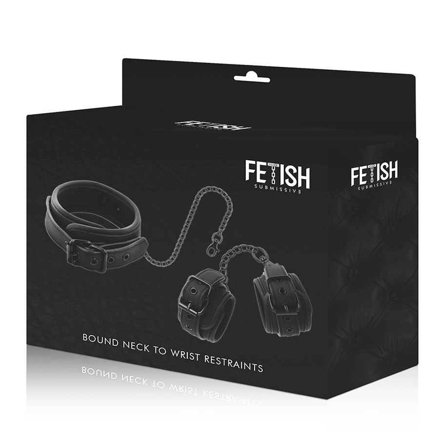 Fetish Submissive Vegan Leather Necklace And Handcuffs With Noprene Lining | Niks.fi verkkokauppa