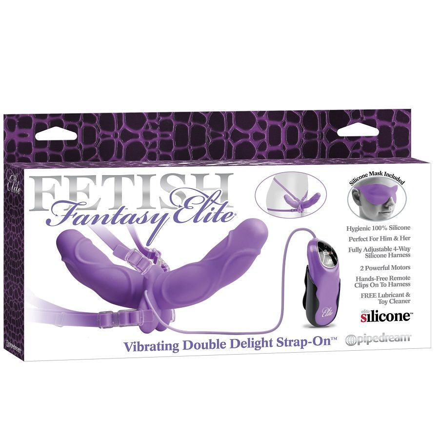 Fetish Fantasy Elite Vibrating Double Delight Strap-On Purple | Niks.fi verkkokauppa