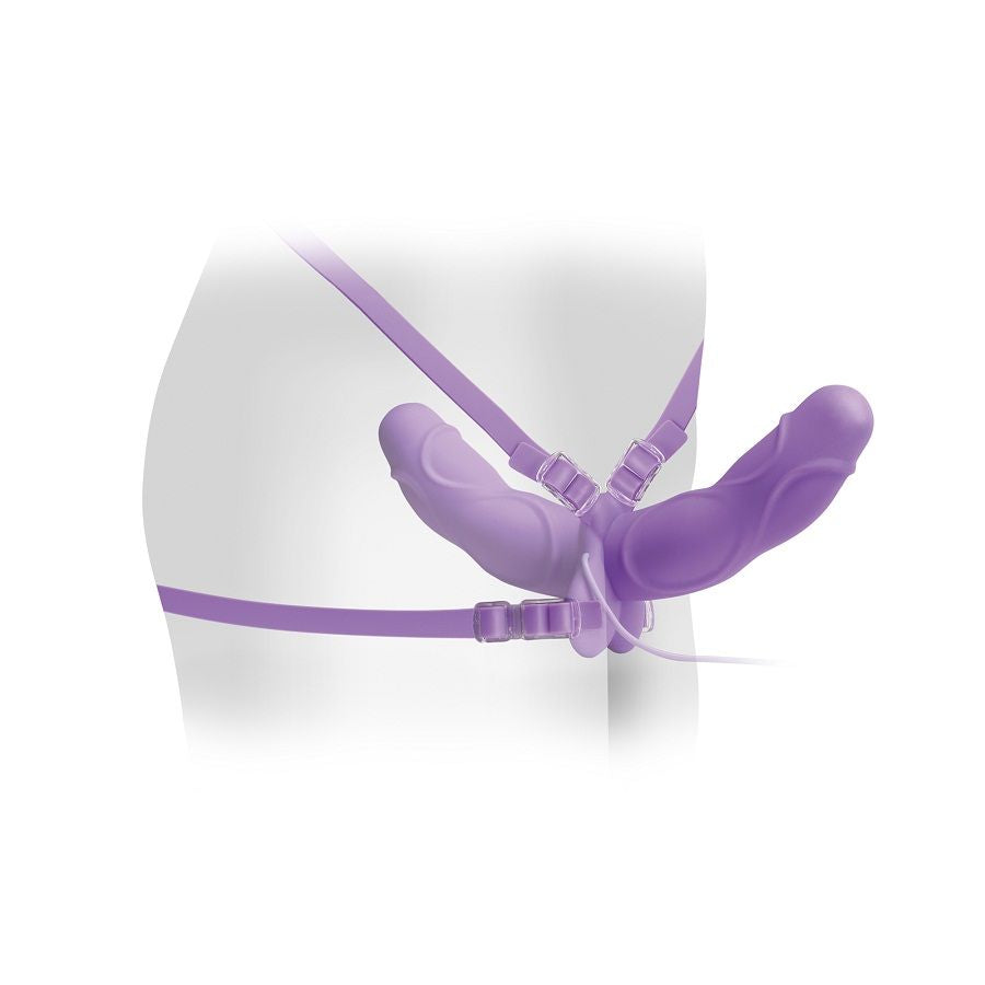 Fetish Fantasy Elite Vibrating Double Delight Strap-On Purple | Niks.fi verkkokauppa