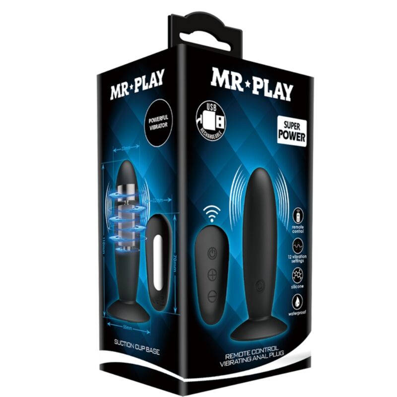 Mr Play Anal Plug With Vibration Black Remote Control | Niks.fi verkkokauppa